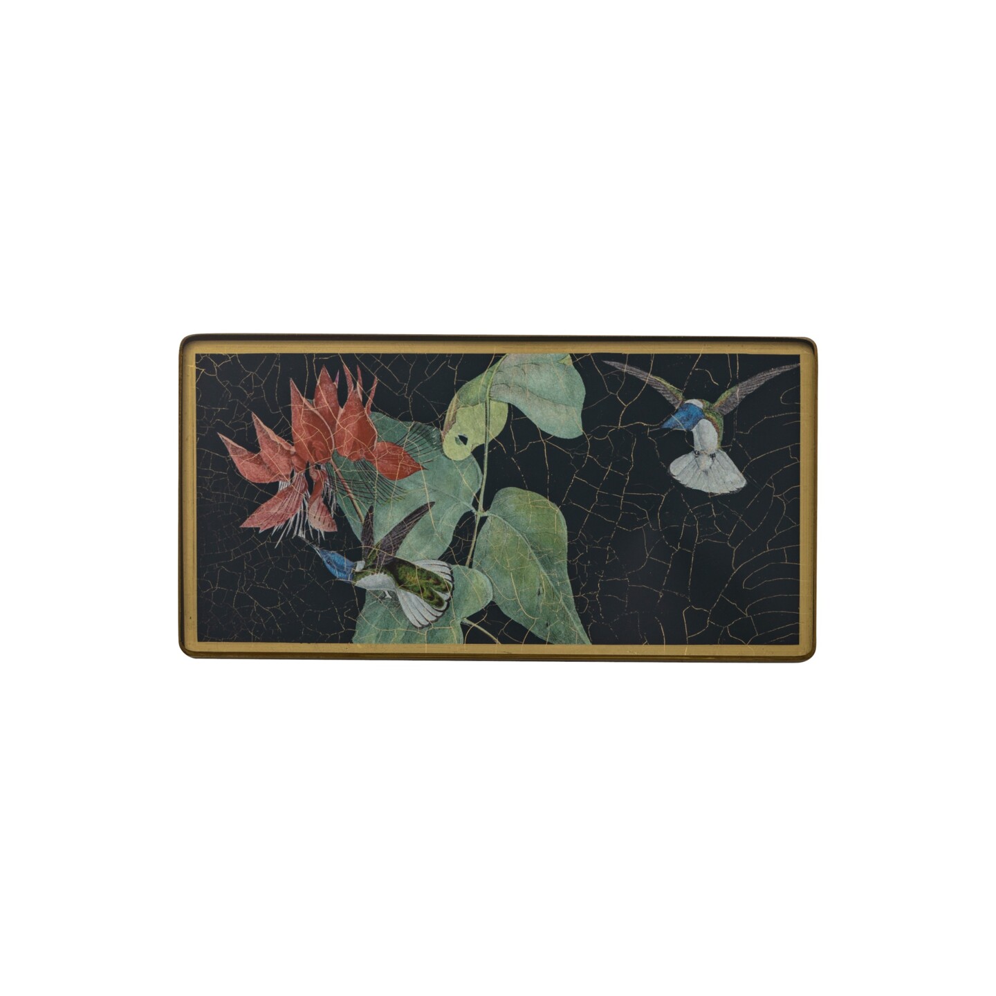 Rectangular Coaster, Hummingbirds on azure blue